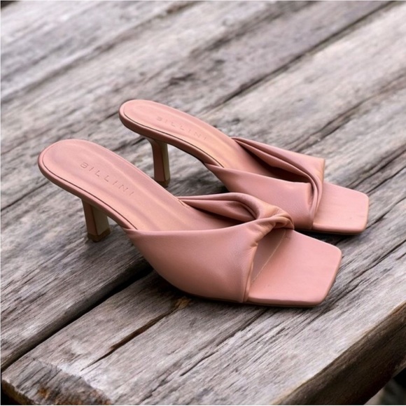 Billini “Enda” Twisted Square Toe Heeled Sandal in Coral Size 6 - Picture 1 of 9